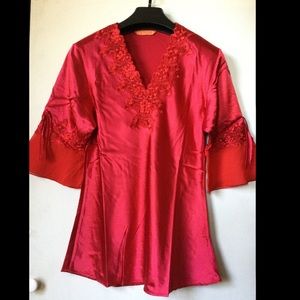 NWOT 100% Silk red pajama set